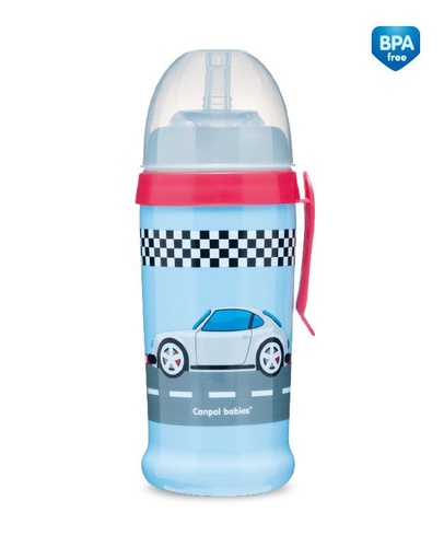 Посуд для дітей Непроліваючий поїльник-бидончик Racing машини, темно-синій, 350 мл, Canpol babies