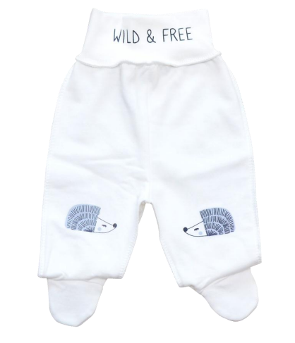 Ползунки Ползунки для новорожденных с начесом Wild & free Ежики, молочный, Minikin