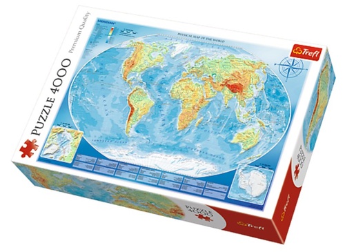 Пазли, мозаїка Пазли - (4000 елм.) - "Фізична карта світу" , Trefl