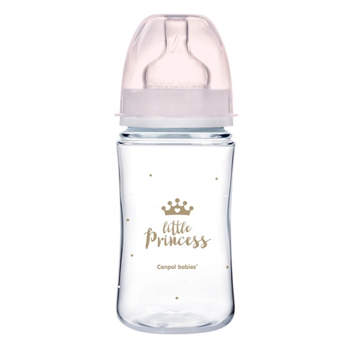 Пляшечки Пляшка з широким отвором антиколікова Easystart Royal baby 240 мл, рожева, Canpol babies