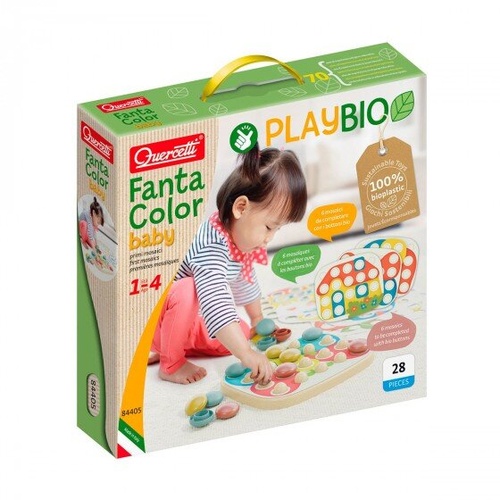 Пазли, мозаїка Набір серії Play Bio - Для занять мозаїкою Fantacolor Baby, фішки + дошка, Quercetti