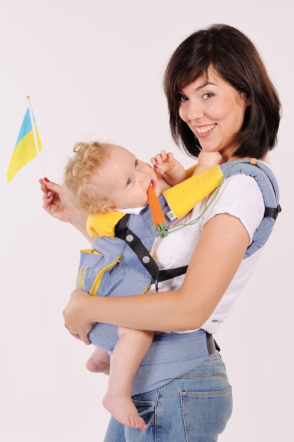 Ергорюкзаки Эргономичный рюкзак Украинский, голубой с желтым, Модный карапуз