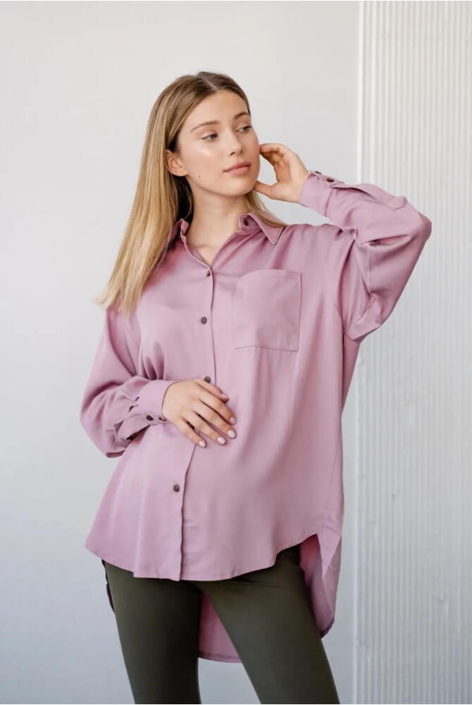 Блузи, сорочки Блуза рубашка для вагітних 2101755, пудра, To be