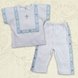 Одежда на крестины Костюм Промінчик короткий рукав, интерлок, белый с голубым, Betis Фото №1