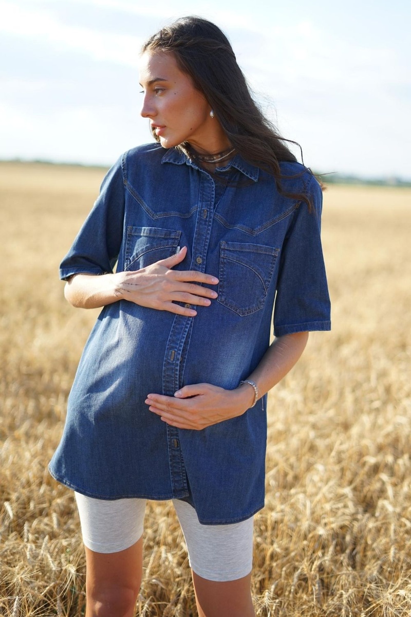 Туники Блуза для беременных и кормящих мам 898411 синий, To be