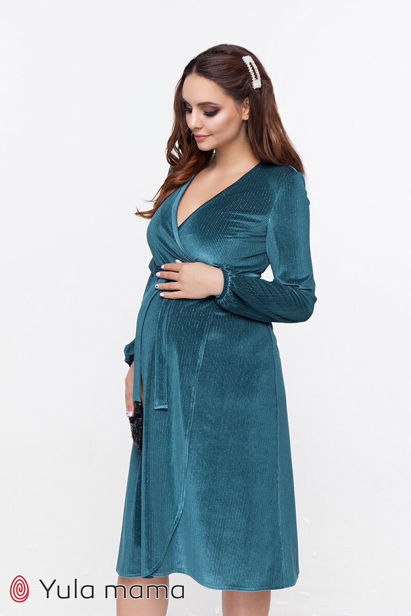 Праздничное платье для беременных и кормящих мам JEN, зеленое, мама Юла, Зеленый, S