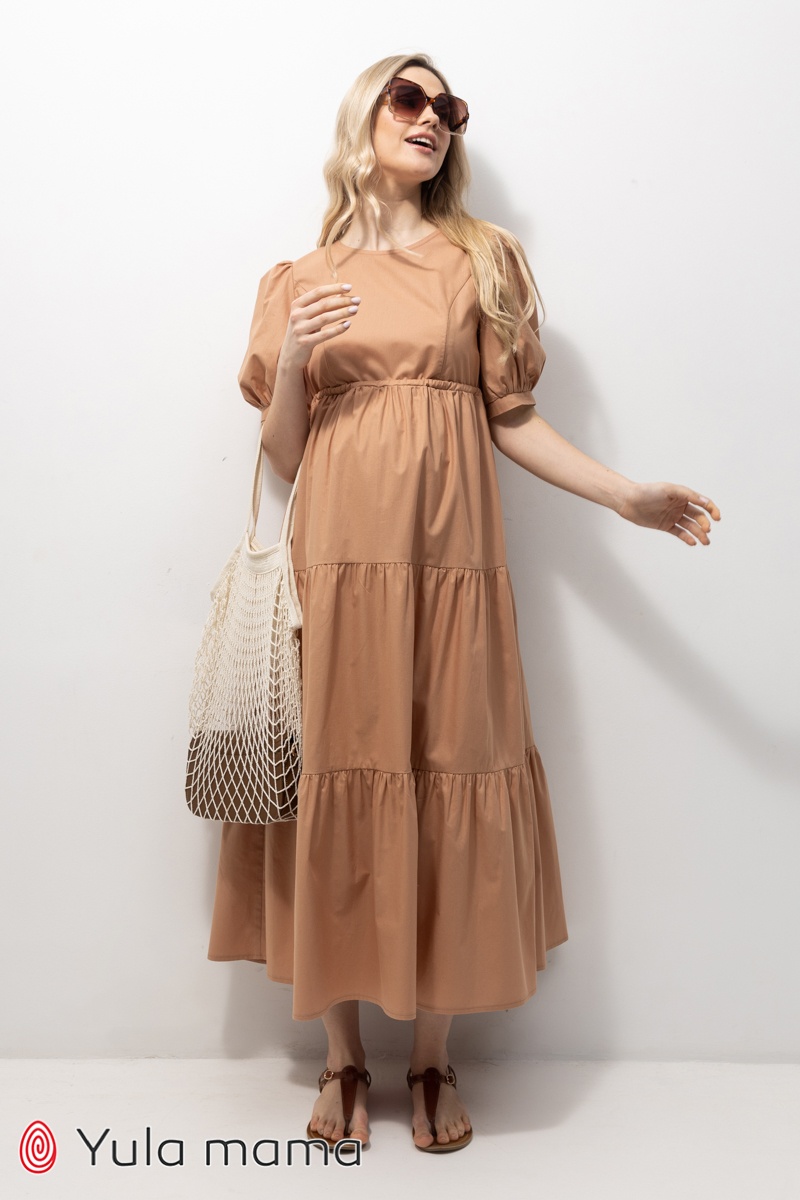 Платье для беременных и кормящих мам PARIS, карамель, Юла мама, Оливка, XL
