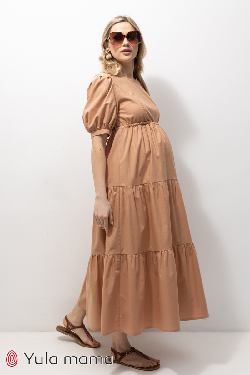 Сукня для вагітних і годуючих мам PARIS, карамель, Юла мама, Оливка, XL