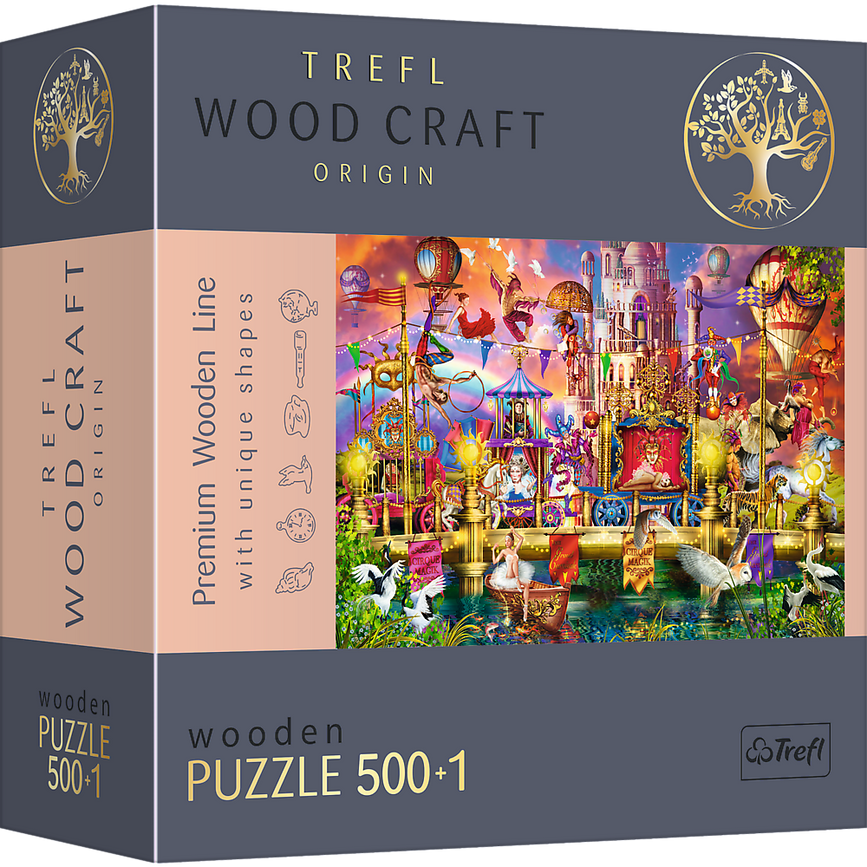 Пазлы, мозаика Пазлы фигурные из дерева - (500+1 элм.) - "Волшебный мир" , Trefl