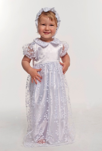 Комплекти на виписку Хрестильне плаття для дівчинки з гіпюром, Модний карапуз