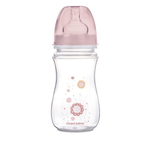 Бутылочки Антиколиковая бутылочка с широким отверстием EasyStart Newborn baby розовая, 240 мл, Canpol babies