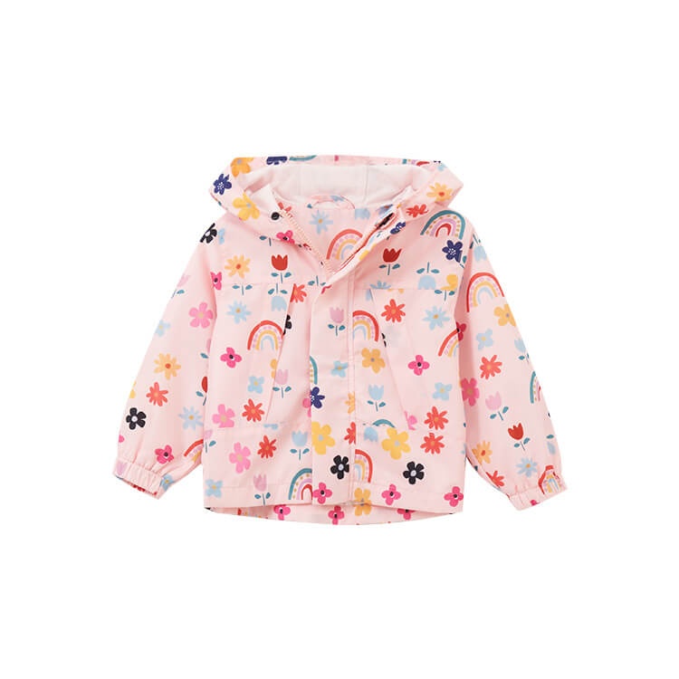 Куртка-вітрівка для дівчинки Flowers and rainbow, Malwee, Рожевий, 90