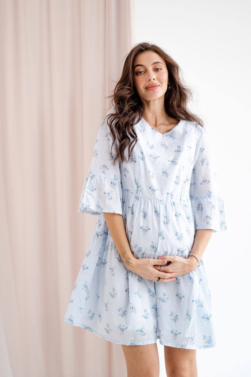 Платье для беременных и кормящих мам 4250717 голубое, To be, Голубой, 46