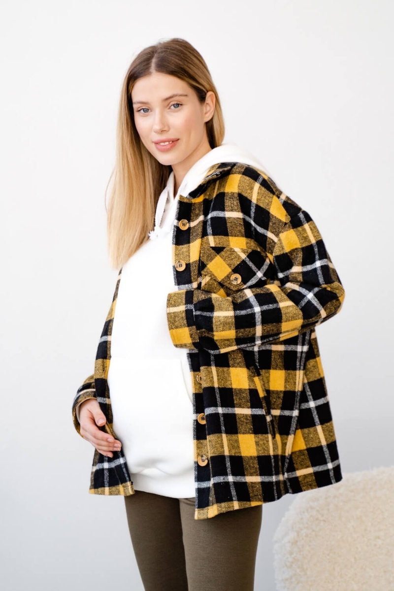 Блузы, рубашки Рубашка блуза для беременных и кормящих мам 4368222 клетка на жёлтом, To be