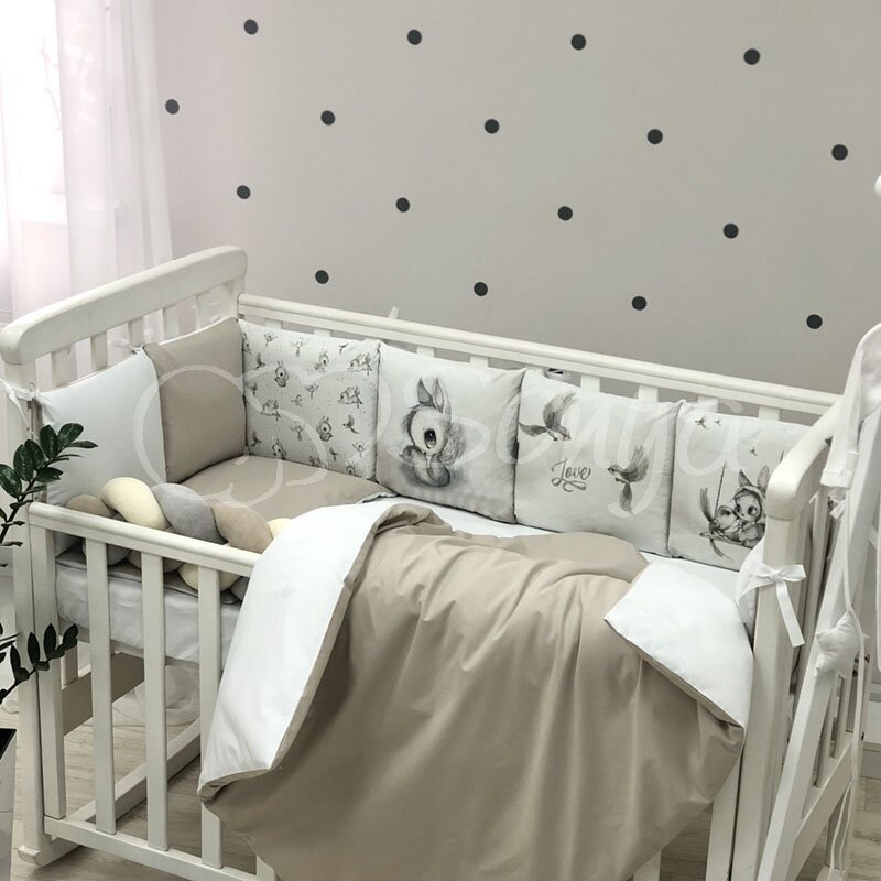Постелька Комплект постельного белья в кроватку Art Design Majestic + бортик коса, 6 элементов, Маленькая Соня