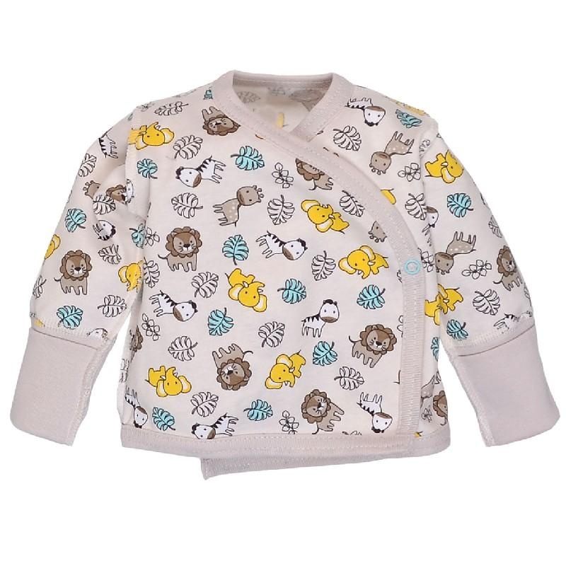 Сорочечка для новонароджених з запахом на кнопках Зоопарк, бежевий, Татошка, Бежевый, 56