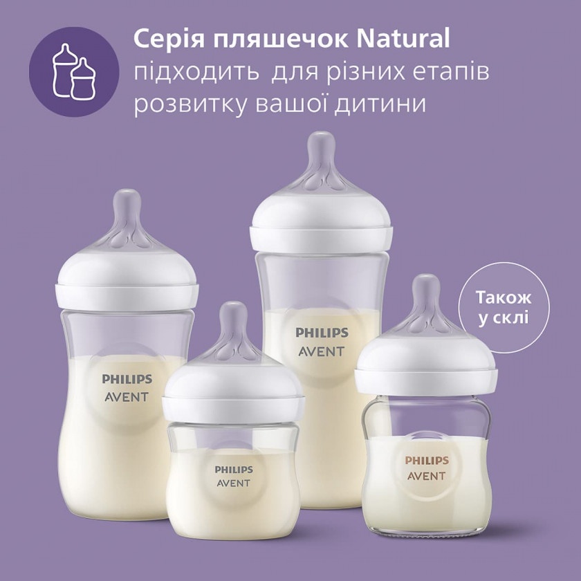 Бутылочки Набор бутылочек для новорожденного Natural, 2 шт по 125мл, Avent