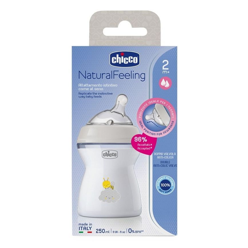 Пляшечки Пляшечка пластик Chicco Natural Feeling NEW, 250 мл, 2м+