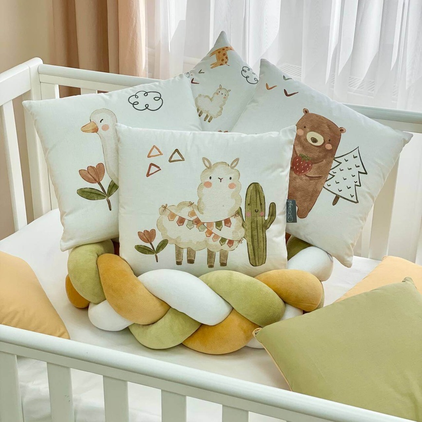 Постільна білизна Комплект постільної білизни в ліжечко Art Design Альпака, стандарт, 6 елементів, олива, Маленька Соня