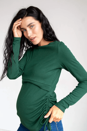 Джемпер лонгслив для беременных и кормящих мам 4354138, зеленый, To be, Зеленый, 42