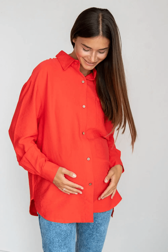 Блузы, рубашки Блуза рубашка для беременных и кормящих мам 2101711, кораловый, To be