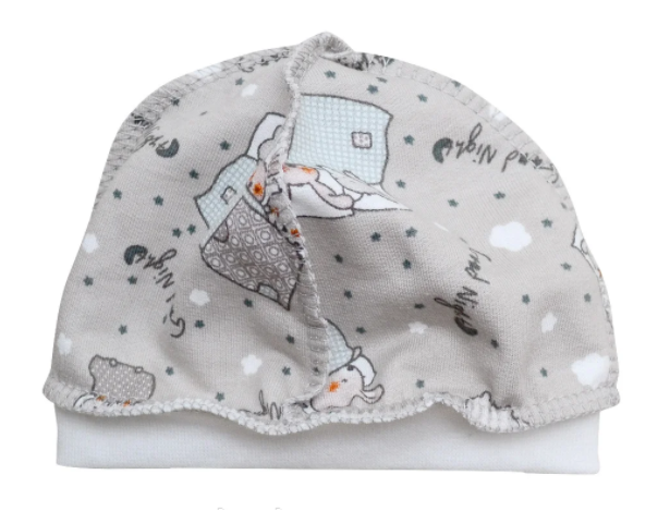 Чепчики, шапочки для новонародженних Шапочка для новонароджених з начосом Солодкі сни, сірий, Minikin