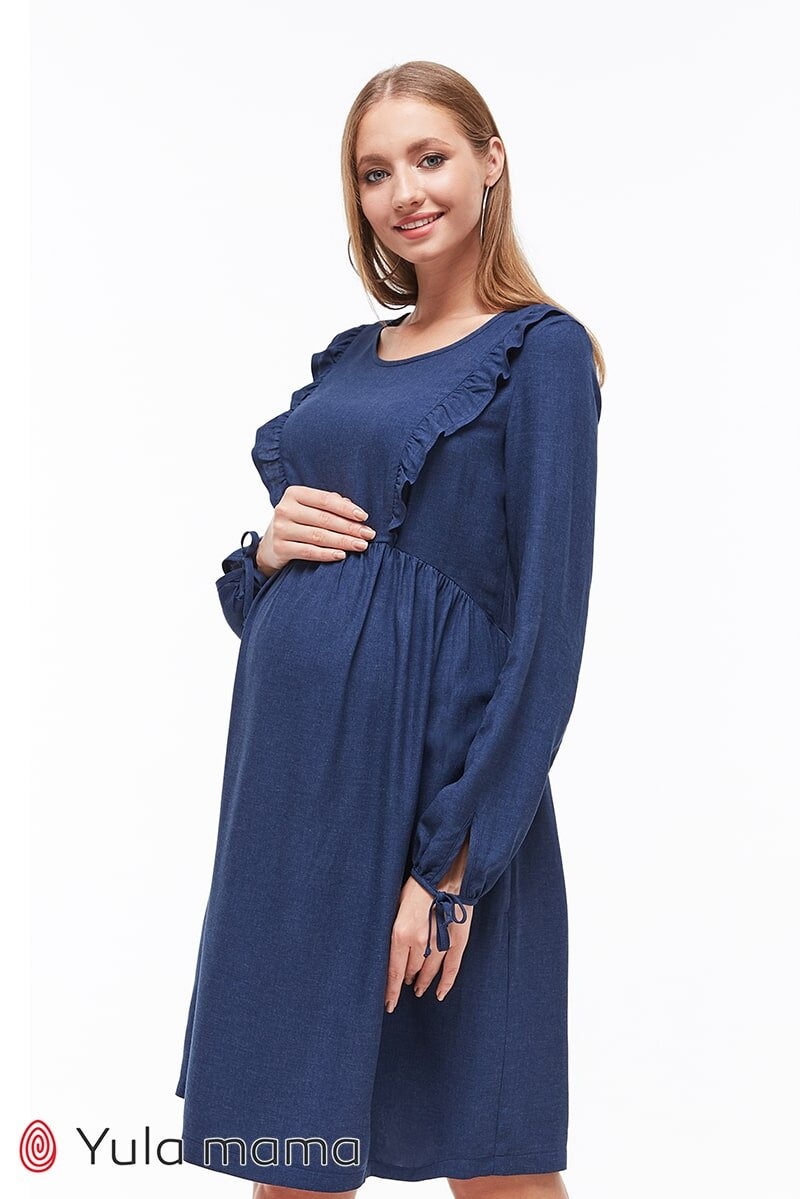 Платье миди для беременных и кормящих KRIS, Юла мама, Синій, S