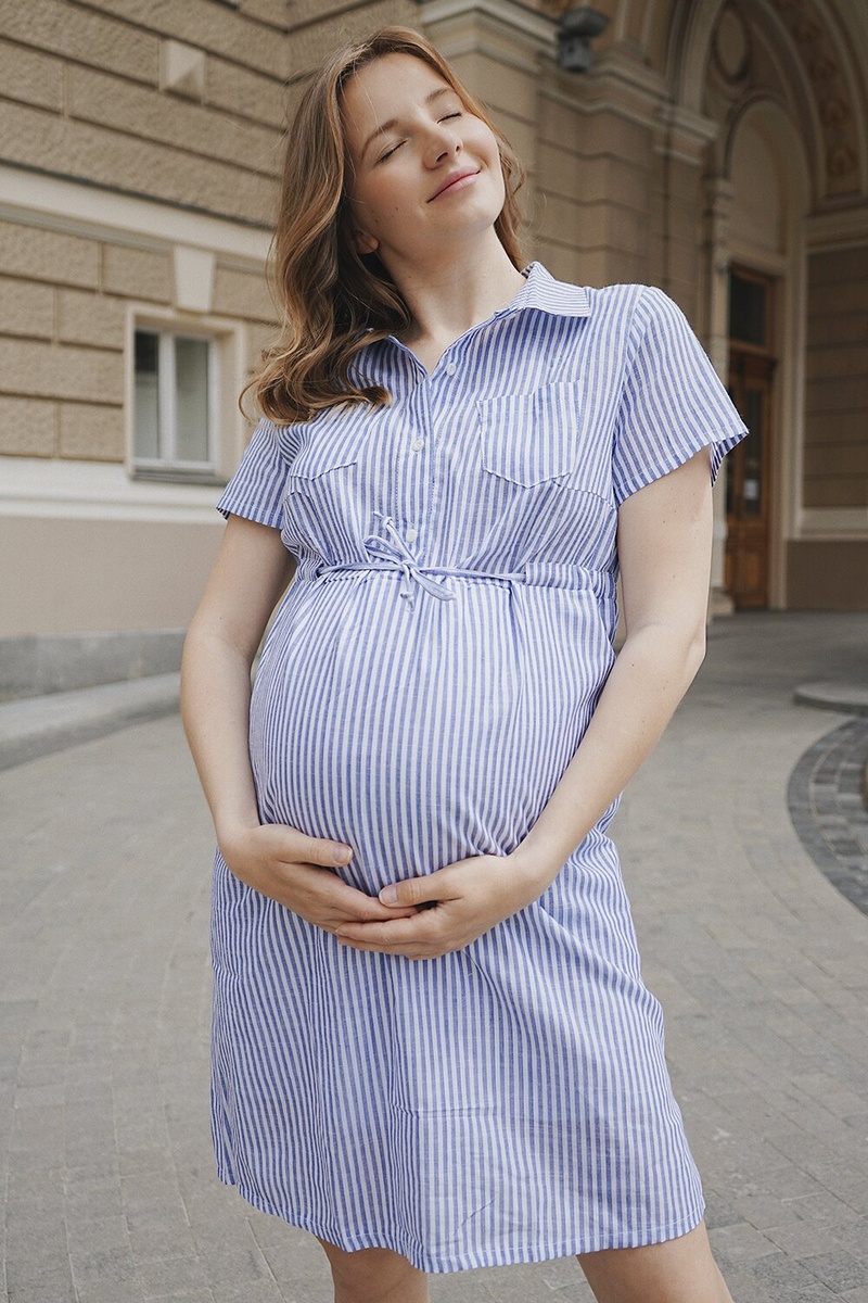 Платье для беременных Голубая полоска 4171632, To be, Голубой, 42, Голубой