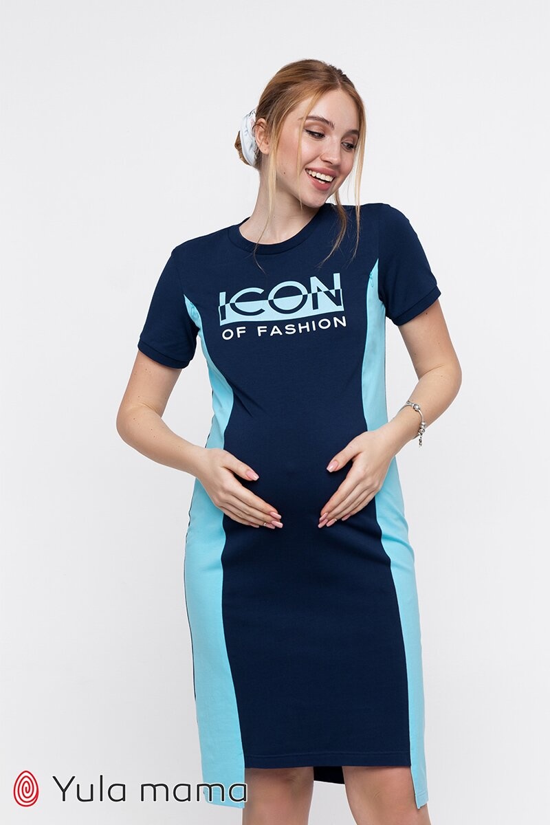 Платье для беременных и кормящих KOI темно-синий, Юла мама