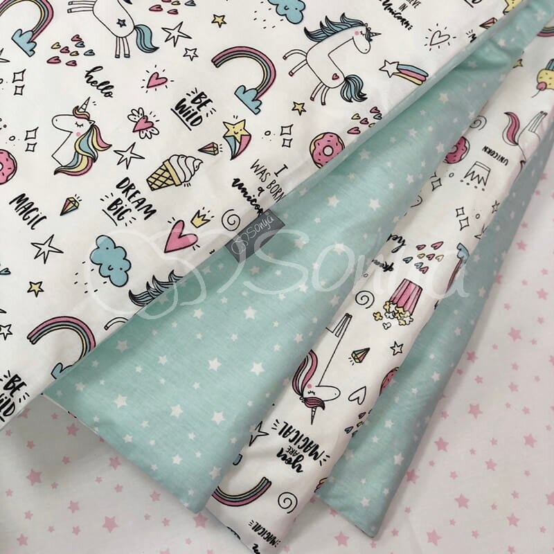 Постелька Комплект постельного белья в кроватку Baby Mix Единорог, 6 элементов, Маленькая Соня