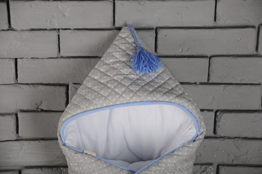 Конверт для новорожденных стеганный с кисточкой, демисезонный, серо-голубой, MagBaby