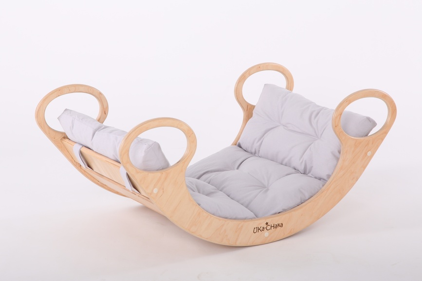 Шезлонги, крісла-качалки Універсальна розвиваюча качалка-ліжечко White Maxi, з матрасиком (колір на вибір), Uka-Chaka