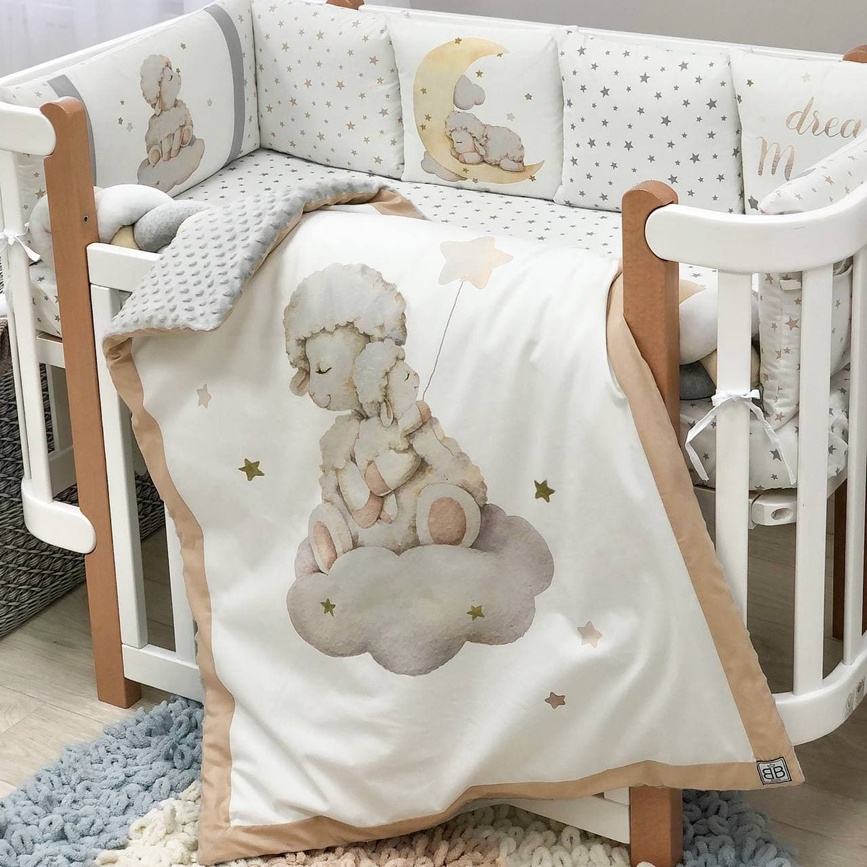 Постільна білизна Комплект постільної білизни, дизайн "Овечки", бежевого кольору, ТМ Baby Chic