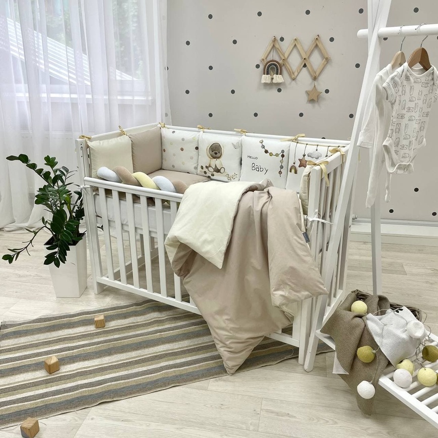 Постільна білизна Комплект постільної білизни в стандартне ліжечко Art Design Ведмежата + бортик коса, 6 елементів, Маленька Соня