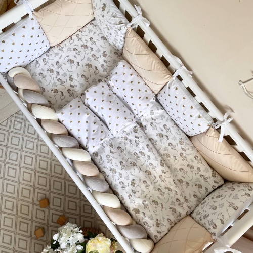 Постільна білизна Комплект постільної білизни в ліжечко Балеринки, 6 елементів, колір бежевий, Маленька Соня