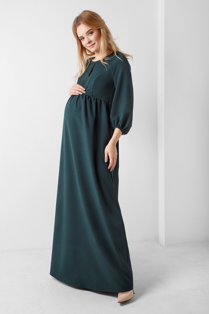 Платье в пол для беременности и кормления, зеленое, ТМ Dianora