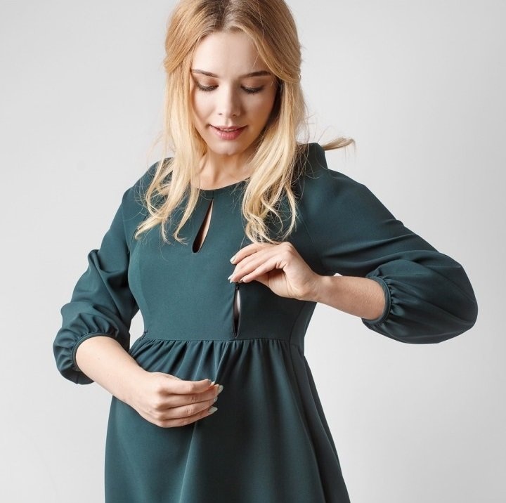 Платье в пол для беременности и кормления, зеленое, ТМ Dianora