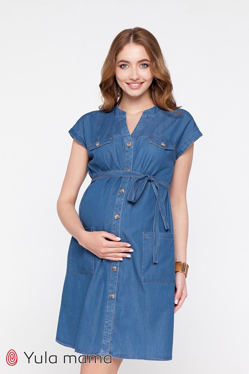 Сукня для вагітних і годуючих мам IVY джинсово-синій, Юла мама, Синій, L
