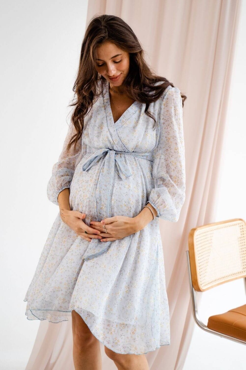 Платье для беременных и кормящих мам 1461704 небесно-голубой, To be, Голубой, 42