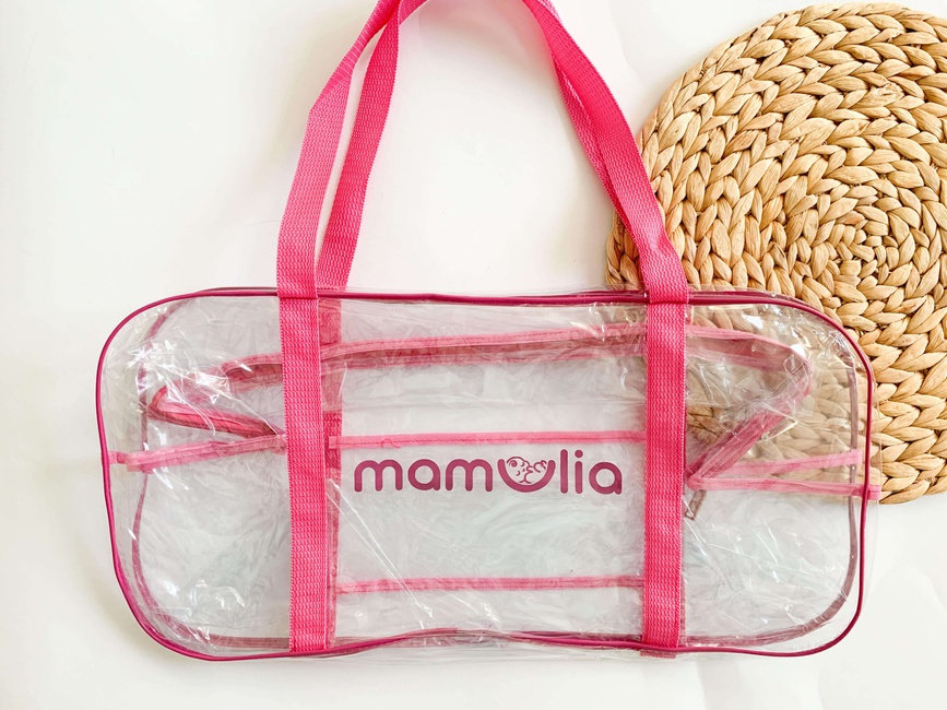 Удобные прозрачные сумки в роддом Большая сумка в роддом с карманом, розовая L, Mamapack.