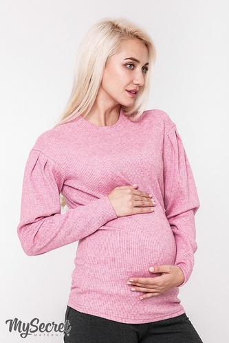 Свитшоты, худи Теплый свитер для беременных GAIA, розовый меланж, Юла мама