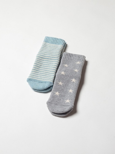 Носочки Носочки детские махровые Звездочки, набор 2 шт, серый, голубой, Мамин Дом