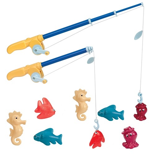 Игрушки для купания Игровой набор Магнитная рыбалка делюкс, 2 удочки, 8 морских животных, Battat