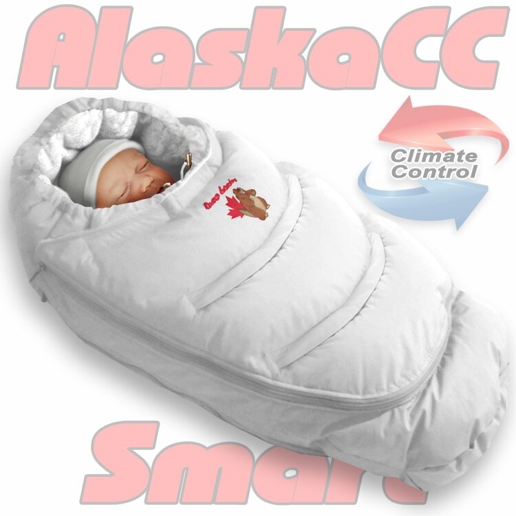 Конверт-трансформер для новорожденных зимний Alaska Climate Control SMART подкладочная ткань на овчине, белый, ТМ Ontario Linen