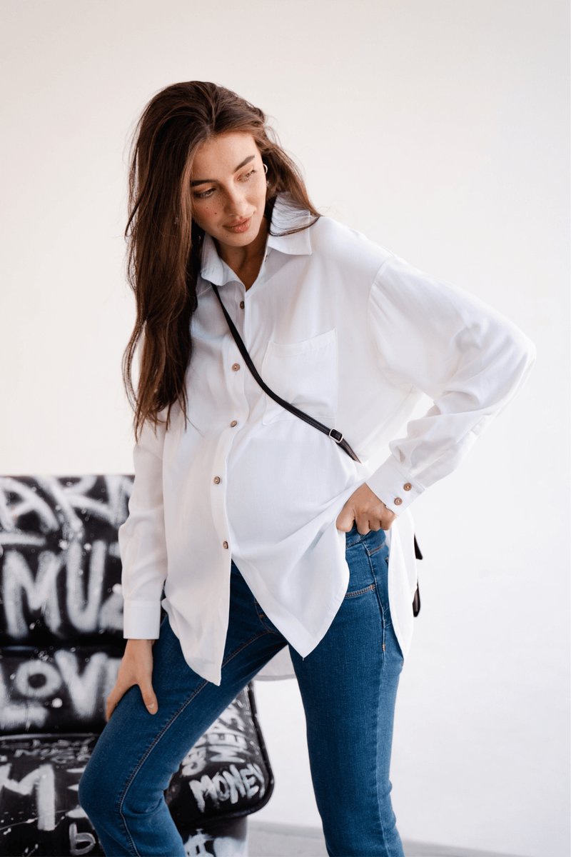 Блузи, сорочки Блуза рубашка для вагітних 2101755, біла, To be