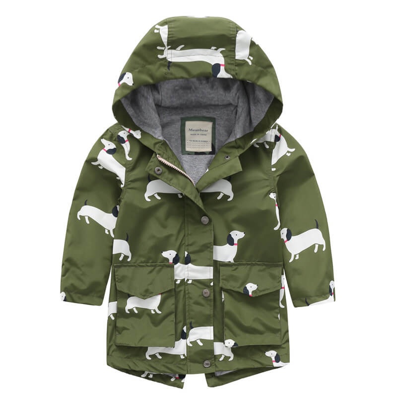Куртки і пальта Куртка дитяча демісезонна подовжена White dog, зелений, Meanbear