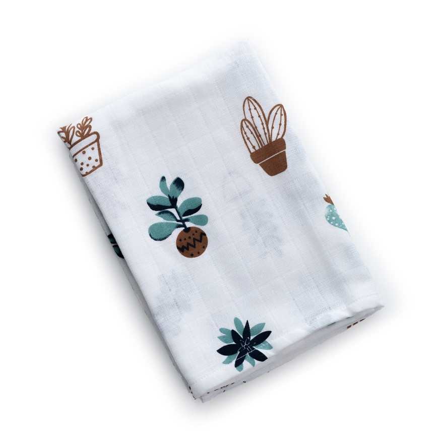 Одеяла и пледы Плед муслиновый Цветы 1410-110/75-F, 110х75, белый/синий, Twins