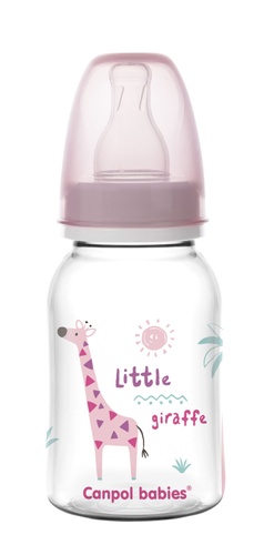 Пляшечки Пляшечка для годування з малюнком PP, рожева, 120 мл, Canpol babies