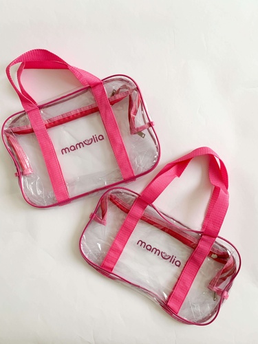Удобные прозрачные сумки в роддом Прозрачные косметички в роддом, розовые, Mamapack (2 шт).