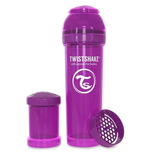 Бутылочки Антиколиковая бутылочка фиолетовая 4+ мес., 330 мл, (78017), Twistshake